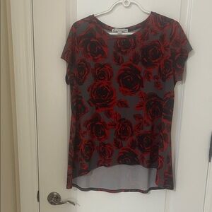 Chic Red Floral Women's Top